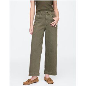 NWT: Gap Denim High Rise Wide-Leg Cropped Pants, Green, Size: 6/28R